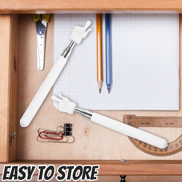 (White) 2 Pcs Telescopic Teacher Finger Pointer, Hand Pointer for Teachers, Small Pointer Stick-FS-