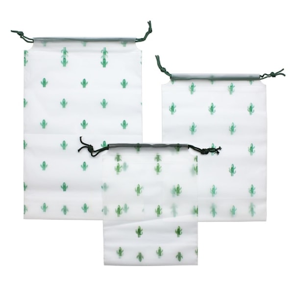 Säilytyspussit 3 kpl, Kaktus Transparent Transparent