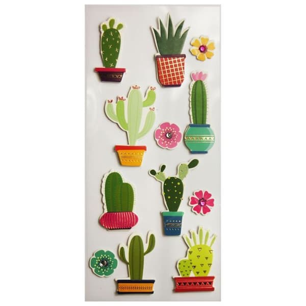 Gold Embossed Stickers - Cactus-FS- Flerfärgad