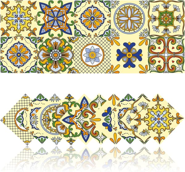20 Pcs Tile Stickers (15x15cm, Yellow), Bathroom Decals-FS-