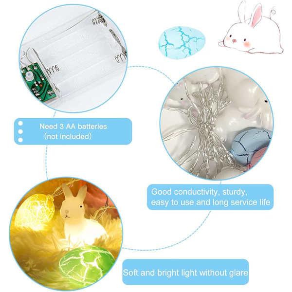 3M 20 LED Påskägg Ljusslinga, LED Påskägg Ljusslinga