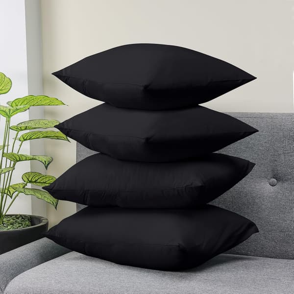 Pillowcase 4-pack - Standard size 50x75 cm - 100% brushed microfiber pillowcases with envelope closure - Wrinkle, fade and stain resistant pillowcases Black