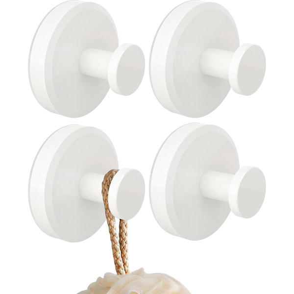 4-pack, Hooks with Vacuum Suction Cup, Powerful Vacuum Hooks, Towel Hanger, Reusable, Suction Cup Hanging Hook, Light Silver-FS-