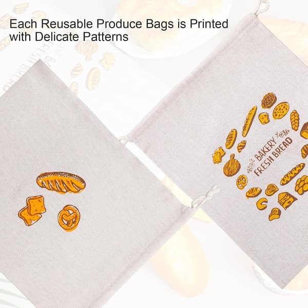 2-pack brödpåsar för hembakat bröd, 38cm x 31cm återanvändbara brödpåsar med foder och dragskostängning för förvaring av surdegsbröd