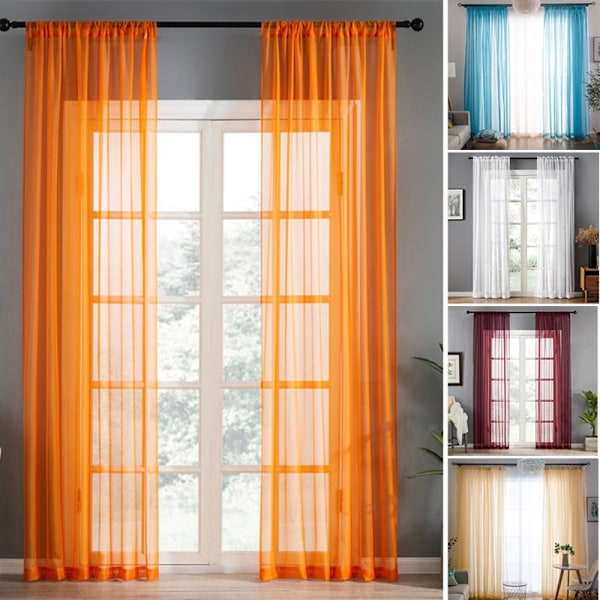 Skira Voile Gardiner Fönster Tyll Draperi SVART - lager black
