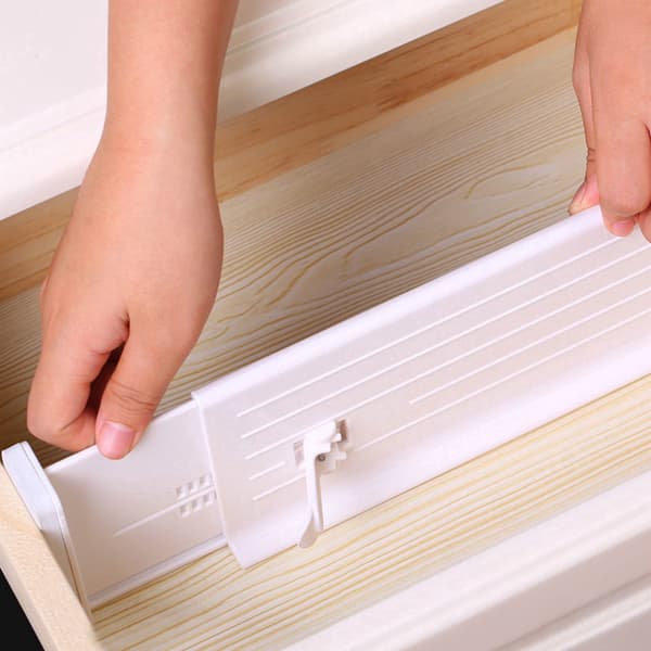 Adjustable Drawer Divider Drawer Organizer Adjustable Dividers for Bedroom Bathroom Wardrobe Office Kitchen White
