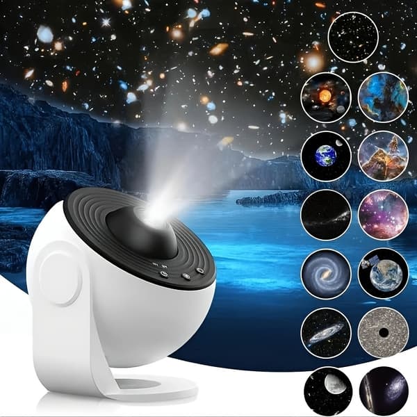 Galaxyprojektor Stjärnhimmel Nattlampa LED USB Dimbar Bordsmodell Pekkontroll Black White