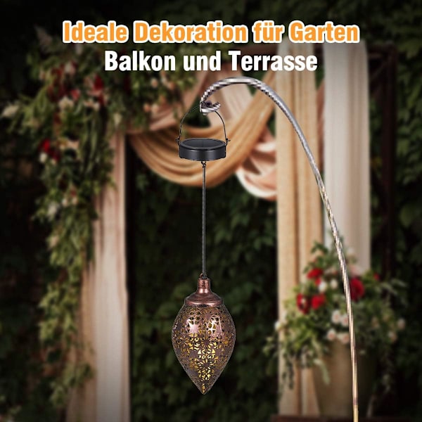 Solarlampa för utomhusbruk, solarlampa hängande, dekoration metall