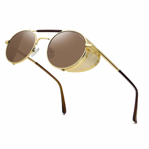 Steampunk-tyyliset pyöreät aurinkolasit miehille ja naisille, vintage retro