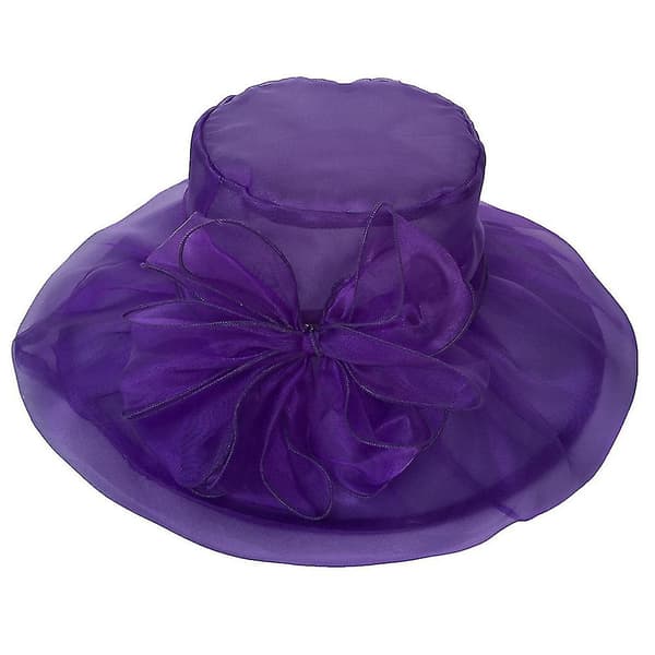 Dam Kentucky Derby Hatt med Organzablomma för Kyrkbröllop