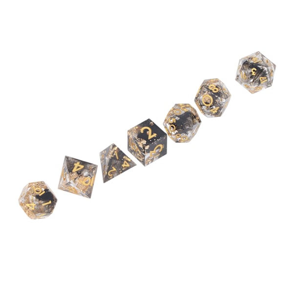 7 st Polyhedral Resin Tärningsset Tydliga Siffror Rollspel Utsökt Samlarobjekt Present till Familj Vänner Svart+Guld