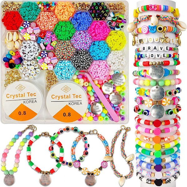 DIY Färgglada Pärlor Set Handgjorda Pärlarmband Tillbehör för Barn Flickor-X42- 3600PCS
