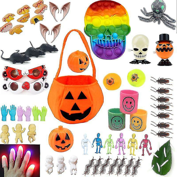 Halloween Fidget Toys Avlastning Leke Sett Skrekkserie Skalle Skalle Bat Spindel Pumpa Leke Barn Gave Halloween Fest Dekorasjon