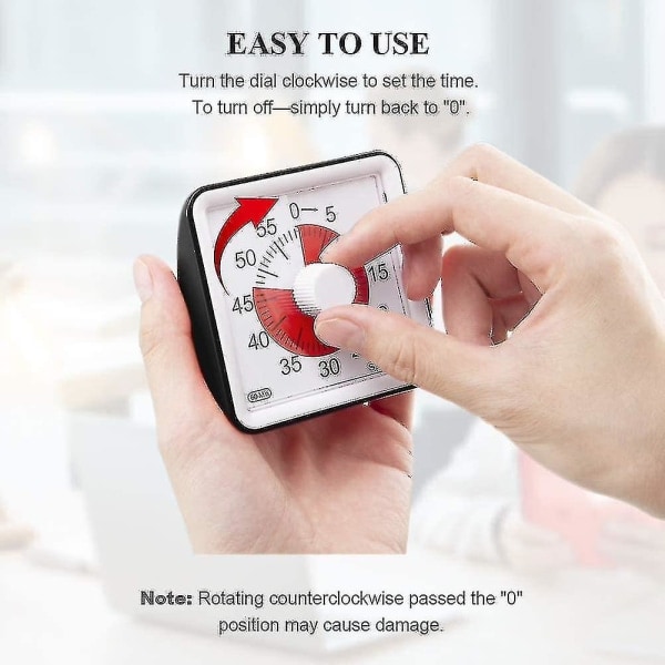 60-minutters visuell timer, klasseromsklokke, lydløs timer for barn og voksne -give
