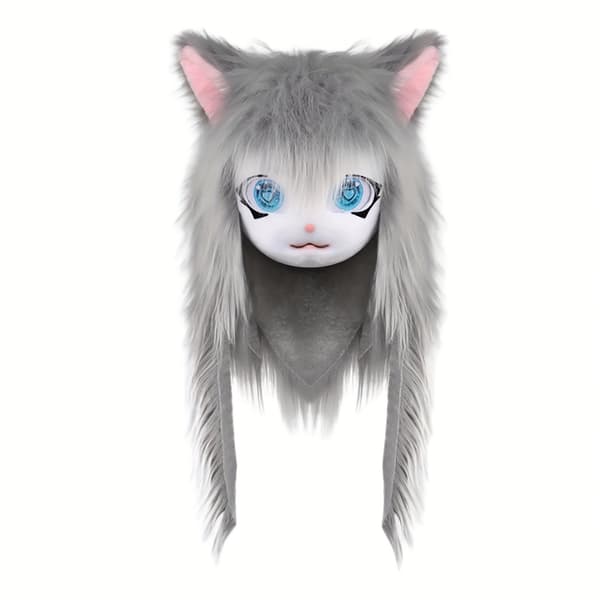 Dyrehode Kattefursuitmaske for Halloween-maskerade og Cosplay-kostymerekvisitter Black