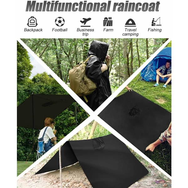 Återanvändbar Regnponcho Vuxen Vattentät Poncho Lätt Vattentät Regnrock för Utomhusvandring Camping Cykling Resor-FS2- Camouflage