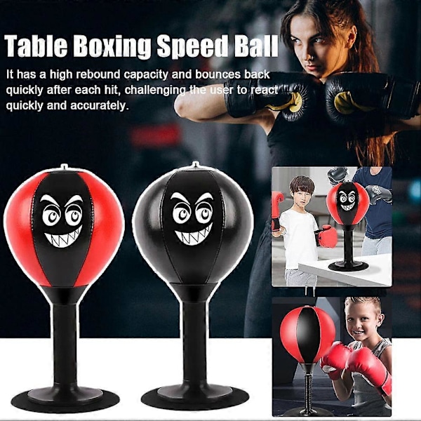Skrivbordsboxningsboll - Stressboll med Sugpropp -X42- Black