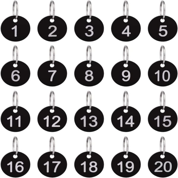 20 kpl numeroidut avaimenperät pyöreät numerokyltit-FS-