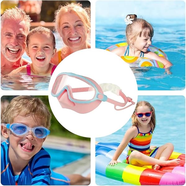 Dykmask för barn med nässkydd 4-16 år, läckagesäkra snorkelglasögon för simning rosa