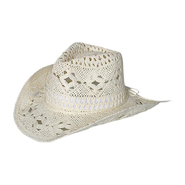 Stråhat Ventileret Hul Rund Sammenfoldelig Western Cowboy Strandhat Fotorekvisit Warm white