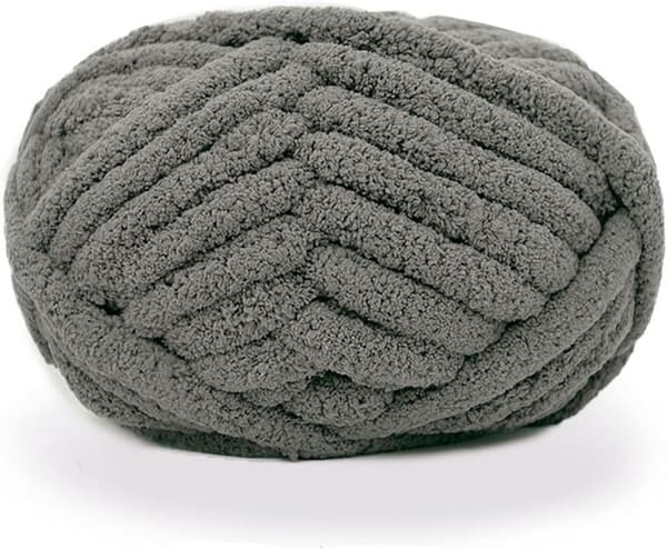 2 stk Chunky Strikket Chenille Garn til Håndstrikkede Tæpper, Super Blødt Stort Jumbo Tæppegarn (Mørkegrå)-FS-