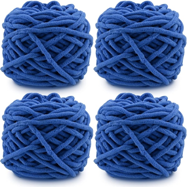 Stickgarn 4x Stickgarn för Virkning, Mjukt Chunky Garn för Garnprojekt-X44- classic blue