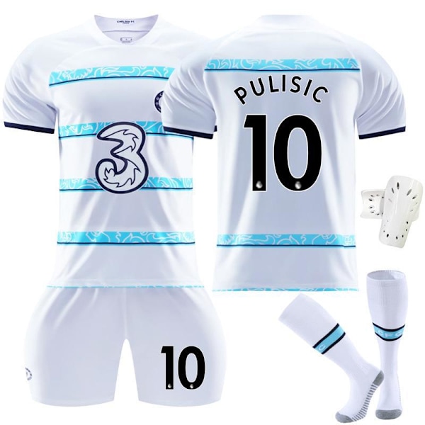 Chelsea F.C. Bortaströja 22-23 Kante Fotbollströja för Barn Pulisic 10 Med Strumpor Pulisic 10 With socks #28