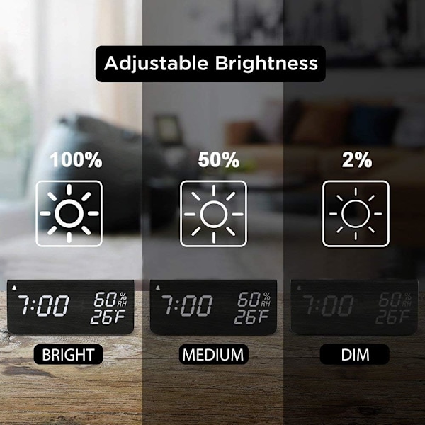Digitalt Vækkeur, med Elektronisk LED Trædisplay