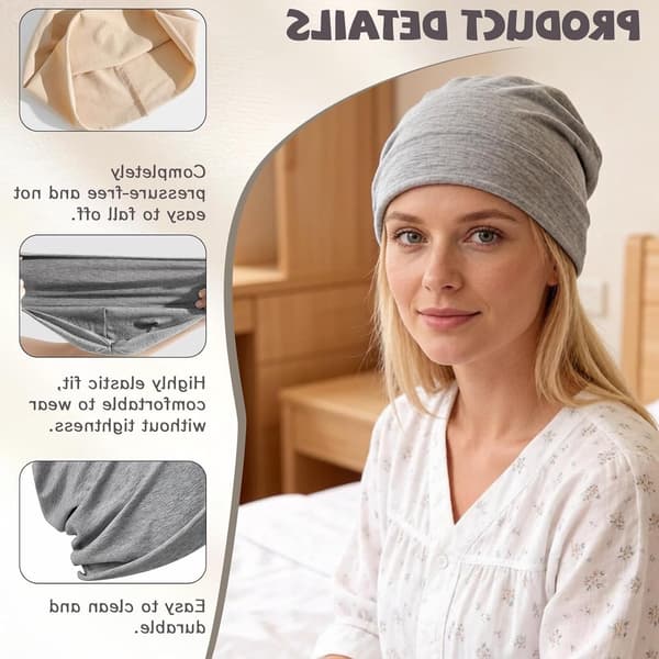 Slouchy hue 4 stk. tynd bomulds sovehætte til kemo, åndbar elastisk unisex til daglig sport