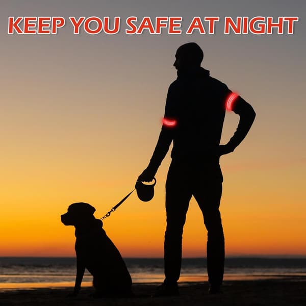 LED Armband Rechargeable, High Visibility Flashing Reflective Running Lights for Runners, 2-pack Luminous Armband Led Running