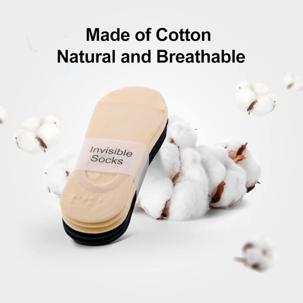 Usynlige Strømper No Show Strømper til Kvinder Casual Lave Strømper med Skridsikkert Greb Bomuldsstrømper 6 Par 3Sort+3Beige 3Black+3Beige 45390