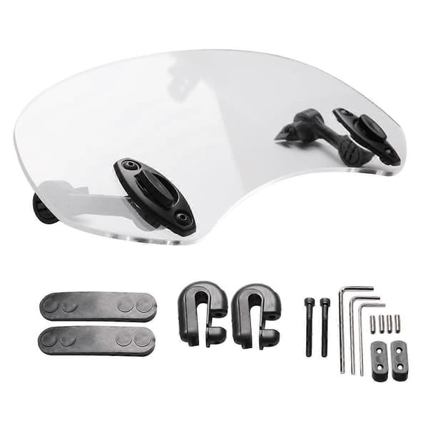 Universal Motorcycle Adjustable Windshield Extension Windscreen Spoiler Air Deflector 28.5x12x21cm-FS-
