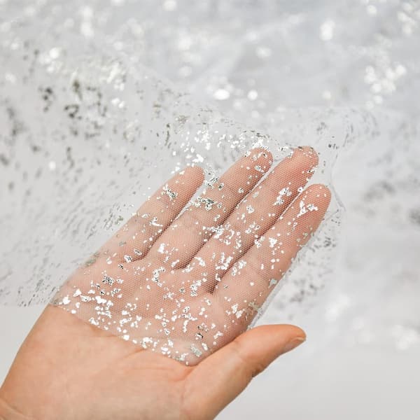 Tyllnett bordløper glitter gullfolie 70x300cm, festlig lyseblå gull dekorasjon