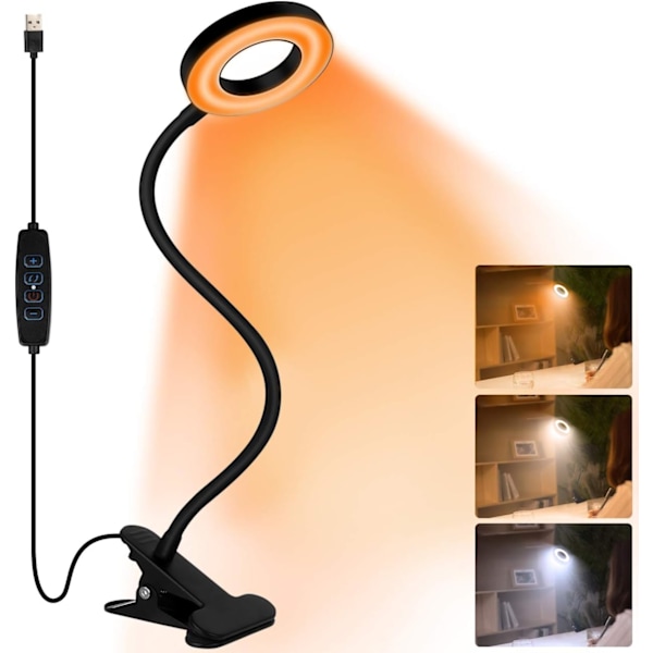 Klämlampa Läslampa, 48 LED Blått Ljusblockerande Amber