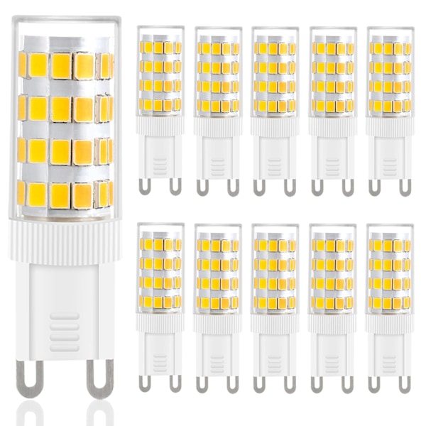 G9 LED-pærer Varmhvit, 5W, 500LM, 3000K, Erstatning 40W G9 Halogenpære, Flimmerfri Ikke-dimbar for Belysningsdekor, Krone, 10-pakning