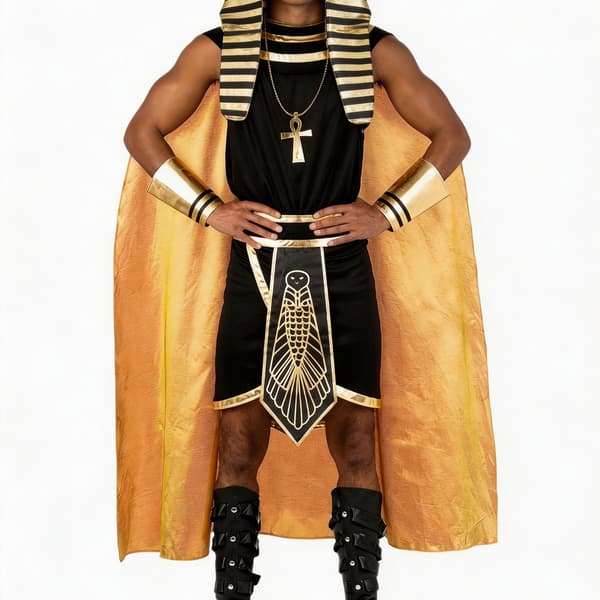 Egyptisk farao-kostume til mænd til Halloween, cosplay og rollespil L Black