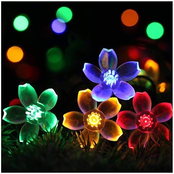 Utomhus Solcellsslinga med Blommor Vattentät 7m 50 LED Ljusslinga