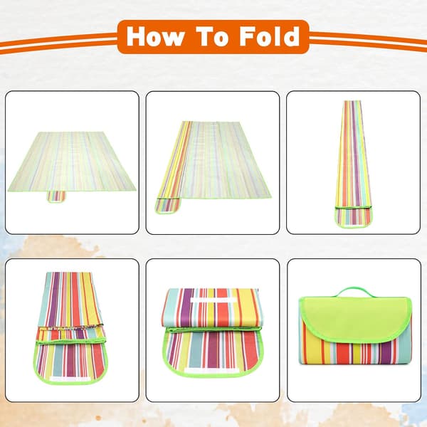 Waterproof Picnic Blanket 200 x 195 cm, Large Camping Blanket, Sandproof Beach Mat, Portable with Handle