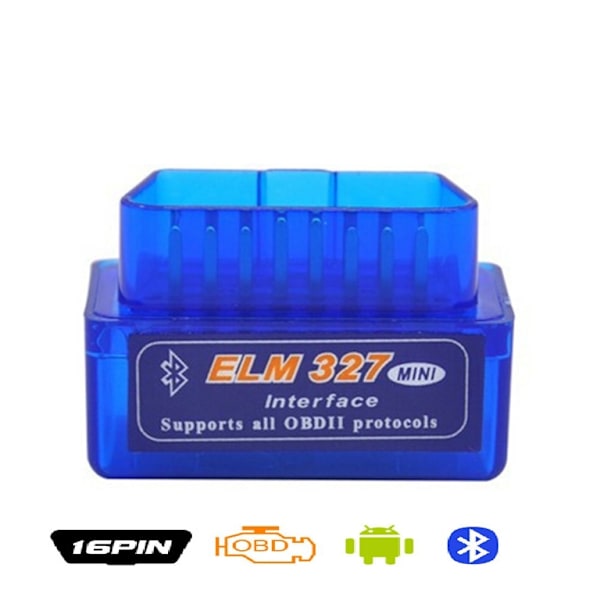 Bluetooth Fejlkodelæser OBD2 ELM327 Bildiagnostik Blue Blå