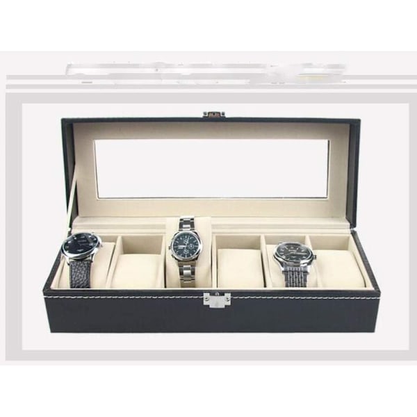 Klockbox Svart Läder Mode Klockbox Displayfodral Klocka