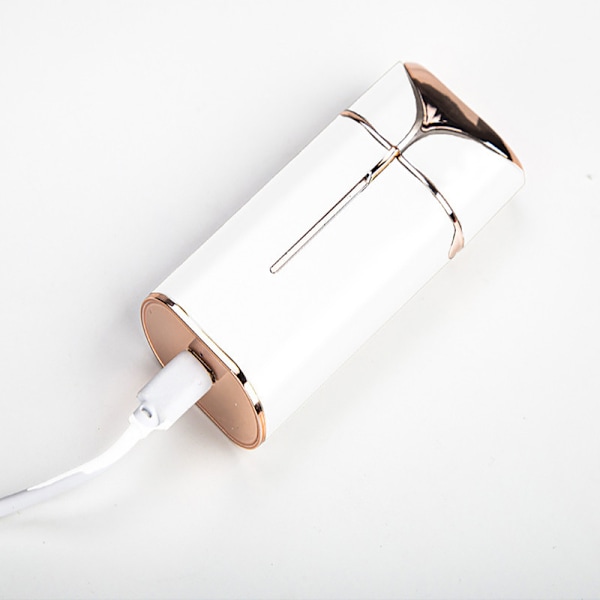 Elektrisk hårklipper barberhøvel for damer med dobbelt hode (USB-lading) (Hvit/gull) (med lys)