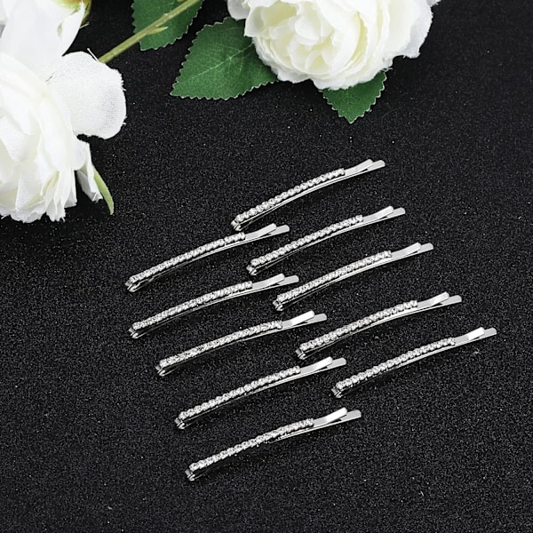 10 stk Rhinestone Hårnåler, Små Klare Krystall Hårnåler Bulk Skinnende Hårspenner Brude Hårtilbehør Hårklemmer Dekorasjon for Kvinner Jenter-FS2-