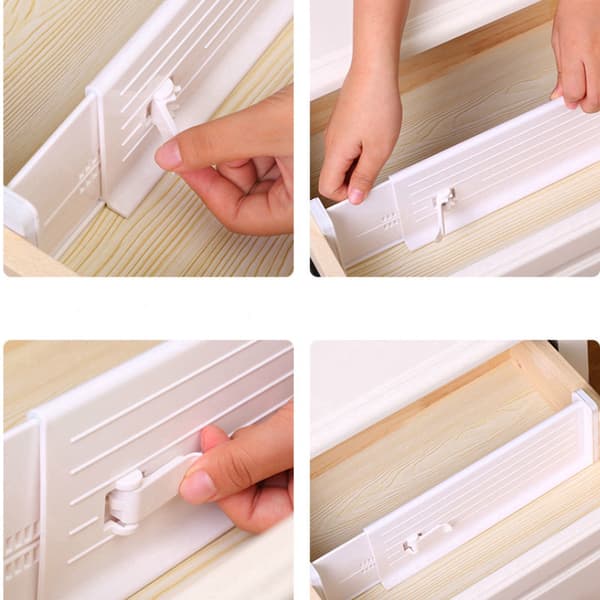 Adjustable Drawer Divider Drawer Organizer Adjustable Dividers for Bedroom Bathroom Wardrobe Office Kitchen White