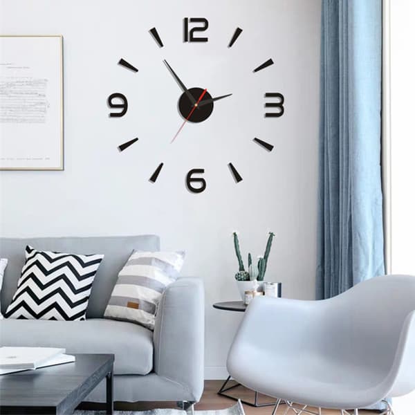 DIY Wall Clock 40cm Small Black Modern Simple European Style Silent Acrylic Frameless DIY 3D Wall Clock-FS-