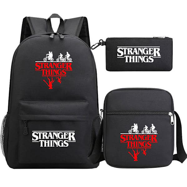Stranger Things Ryggsäck 3-Dels Set Student Skolväska Canvasväska 4 4