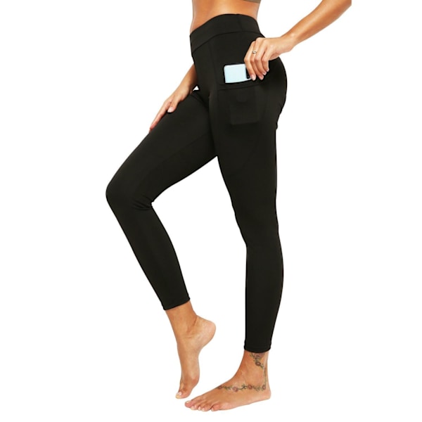 Mustat leggingsit 2 taskulla, musta Black xl