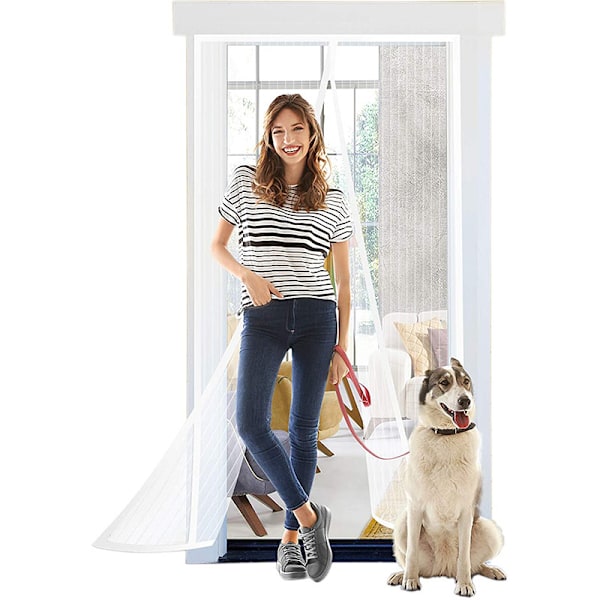 Myggenetdør med magnet 120x210 cm (47x83 tommer), Hvid-FS3-