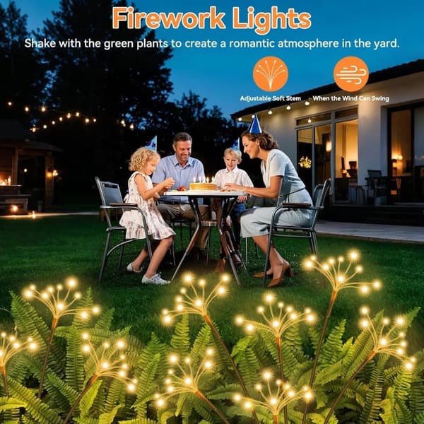 Solar Light 6-pack Garden Light Ground Spike Waterproof Outdoor Lighting for Path & Party_TF_TF varmvitt ljus, 2-pack