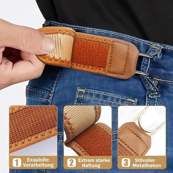 2-pak usynligt elastisk bælte til bukser og jeans, justerbar metalkrog 38 38 Khaki