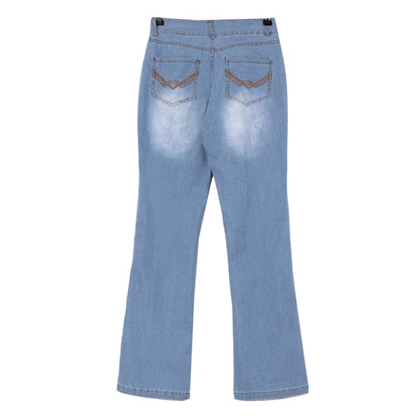 Dame Lavtaljede Flare Jeans Stretch Jeans Bukser Bell Bottoms Lyseblå Lyseblå-FS1- Ljusblå S